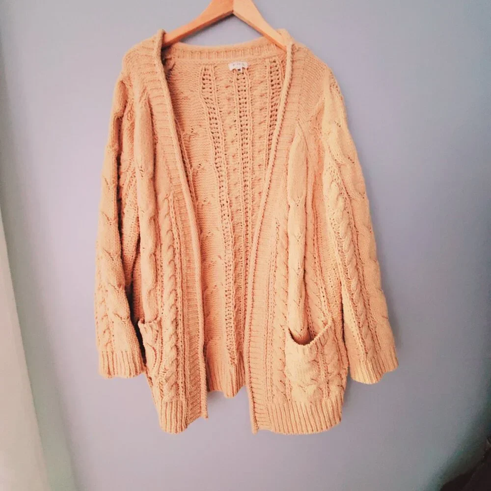 POL Chunky Cable Knit Cardigan Bohemin Size M